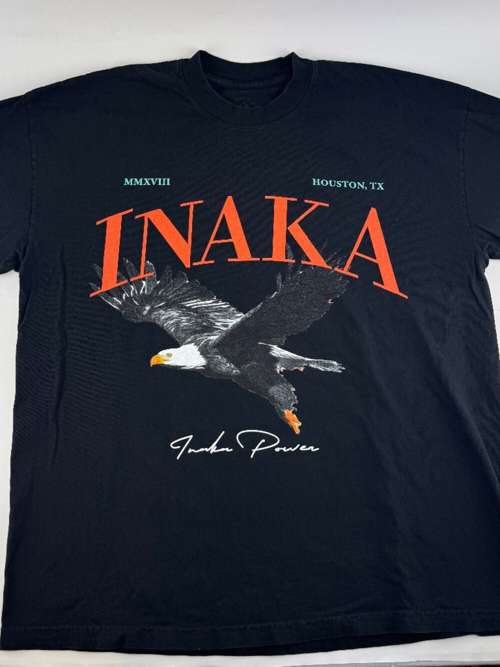 Inaka Power XL T-Shirt Eagle Graphic Print Back Short Sleeve Crew Neck
